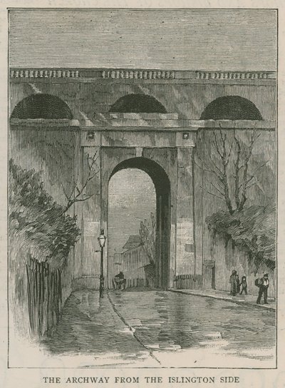 De nye anti-selvmordsrekkverkene ved Highgate Archway: buegangen fra Islington-siden av English School