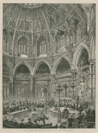 De nye rådskamrene i Guildhall, London av English School