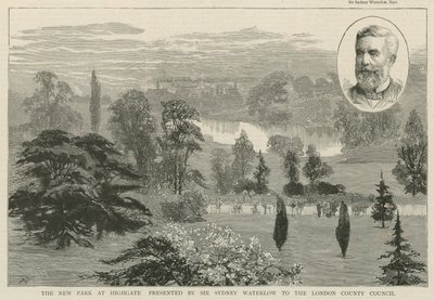 Den nye parken ved Highgate presentert av Sir Sydney Waterlow av English School