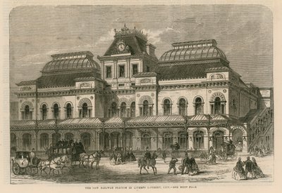 Den nye jernbanestasjonen i Liverpool Street, City, London av English School