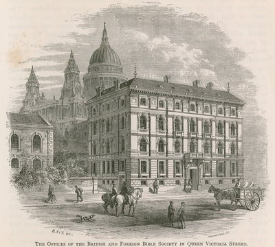 Kontorene til British and Foreign Bible Society i Queen Victoria Street, London av English School