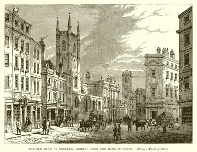 Den gamle banken i England, ser fra Mansion House av English School