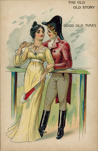 Den gamle historien, kjærlighet i regency-tiden (chromolitho) av English School