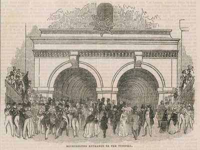 Åpningen av Thames Tunnel; Rotherhithe inngangen til tunnelen av English School
