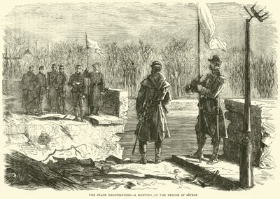Fredsforhandlingene, et møte ved Bridge of Sevres, oktober 1870 av English School