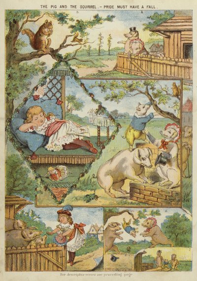 Grisen og ekornet - stolthet må ha et fall (chromolitho) av English School