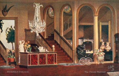 Den private trappen, Titanias palass (farge litho) av English School