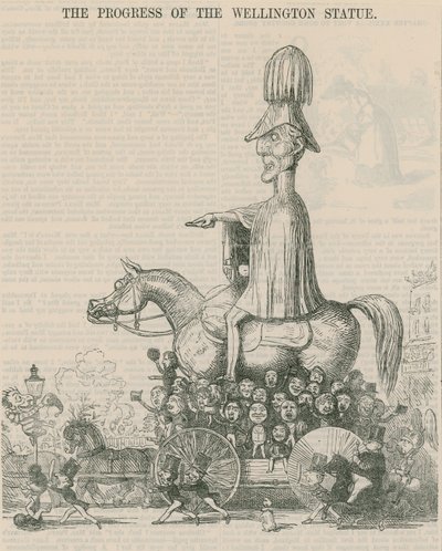 Fremdriften til Wellington-statuen, tegneserie av English School