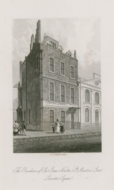 Residensen til Sir Isaac Newton, St Martins Street, Leicester Square London av English School