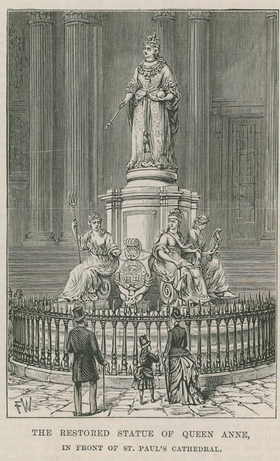 Den restaurerte statuen av dronning Anne av English School