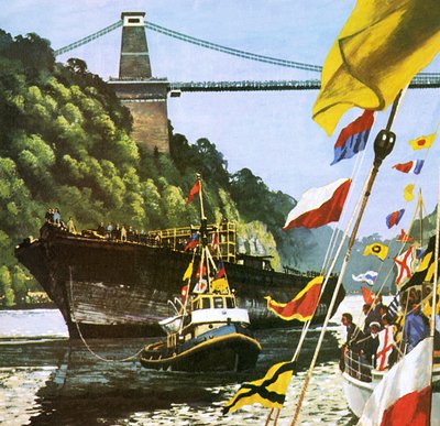 Returen til Bristol av Brunels store skip SS Great Britain av English School