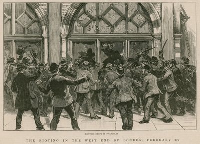 Opptøyene i West End i London, 8. februar 1886: Plyndring av butikker i Piccadilly av English School