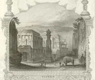 The rock cut Temple of Kailah, Ellora, India  av English School