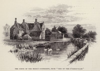 Scenen for brudens tilståelse, fra "Tess of the D'Urbervilles" (litho) av English School