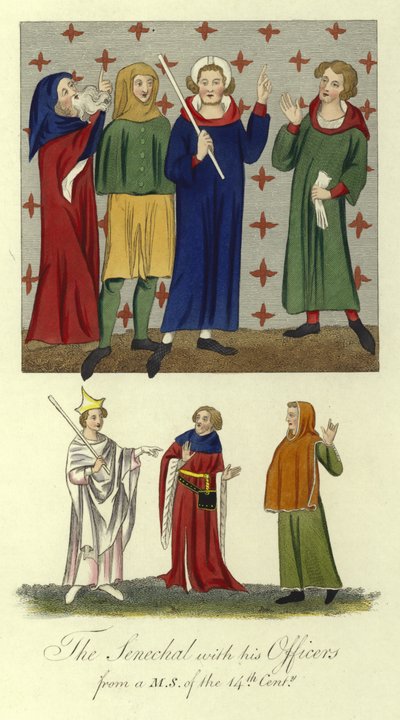 Senechalen med sine offiserer, 1300-tallet av English School