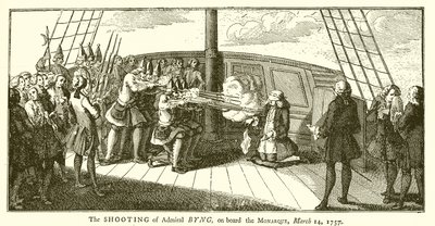 Skytingen av admiral Byng, om bord på Monarque, 14. mars 1757 av English School