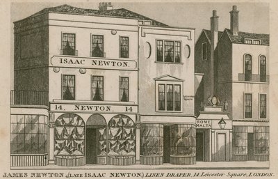 Butikkfronten til Isaac Newton, lindraper på 14 Leicester Square, London av English School