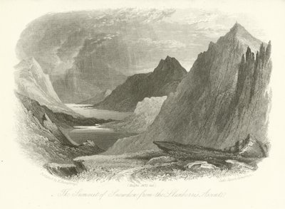 Toppen av Snowdon fra Llanberis-oppstigningen, Wales av English School