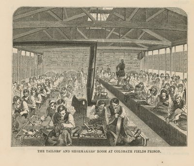 Skredder- og skomakerrommet i Coldbath Fields Prison av English School