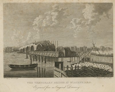 Den midlertidige broen ved Blackfriars av English School