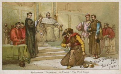 Prøvescenen fra Shakespeares The Merchant of Venice av English School