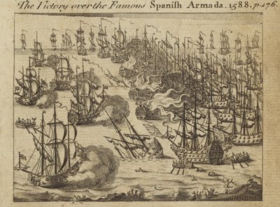 Seieren over den berømte spanske armadaen, 1588 av English School