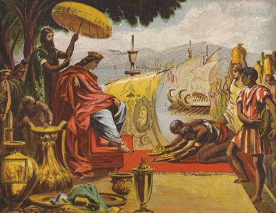 Rikdommen til kong Salomo (farge litho) av English School