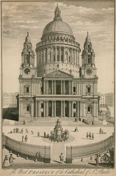 Vestprospektet til Cathedral of St Pauls, London av English School