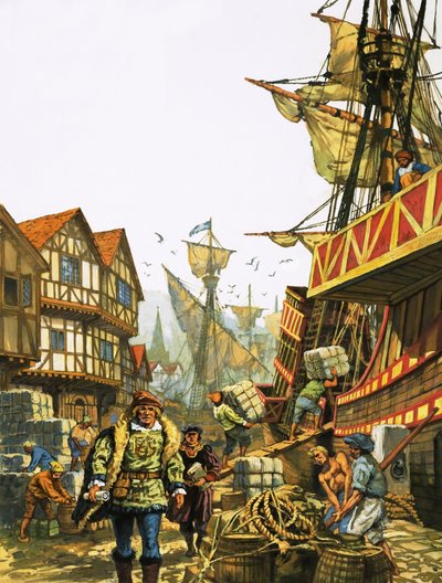 Der Wollhandel mit dem Kontinent ging trotz der Rosenkriege weiter von English School