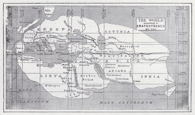 Verden ifølge Eratosthenes, BC 220 (litho) av English School