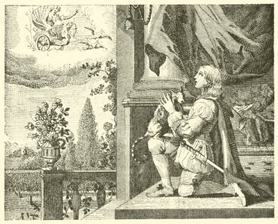 Den unge mannen og katten hans (gravering) av English School