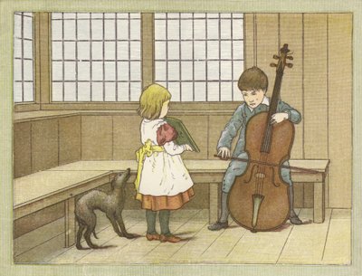 Den unge musikeren (fargelitografi) av English School