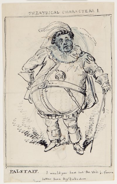 Teaterfigurer 1: Falstaff, ca. 1825 (penn og blekk på papir) av English School