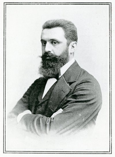 Theodor Herzl (1860-1904) (s/hvitt-bilde) av English School