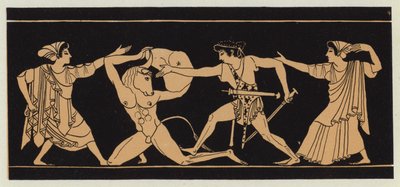 Theseus dreper Minotauren (fargelitografi) av English School