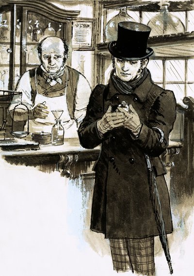 They Will Live Forever: Thomas De Quincy (gouache på papir) av English School