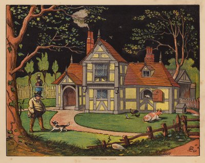 Dette er huset som Jack bygde (fargelitografi) av English School