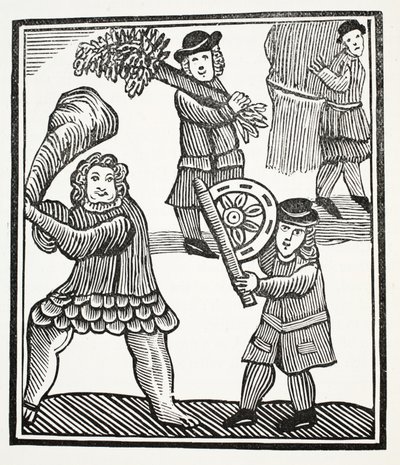 Thomas Hickathrift, illustrasjon fra Chap-books of the Eighteenth Century av John Ashton, pub. 1882 av English School