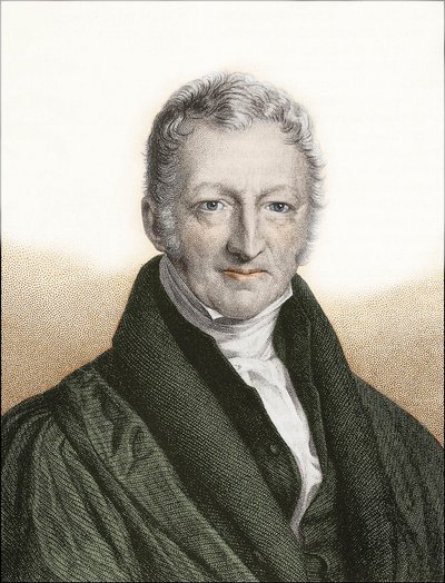 Thomas Robert Malthus (farget gravering) av English School