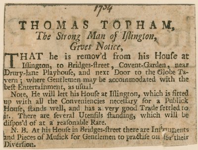 Thomas Topham, den sterke mannen i Islington av English School