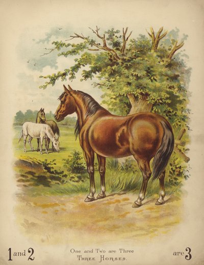 Tre hester (chromolitho) av English School