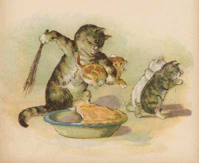 Tre små kattunger mistet vottene (chromolitho) av English School