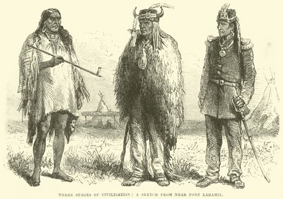 Tre stadier av sivilisasjonen, en skisse fra nær Fort Laramie av English School