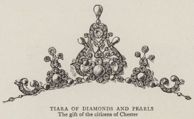 Tiara av diamanter og perler (gravering) av English School