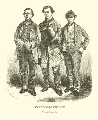 Menn med permisjonsbillett (gravering) av English School