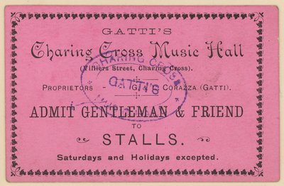 Billett til Gattis Charing Cross Music Hall av English School