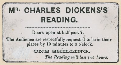 Billett til en Charles Dickens-lesning av English School