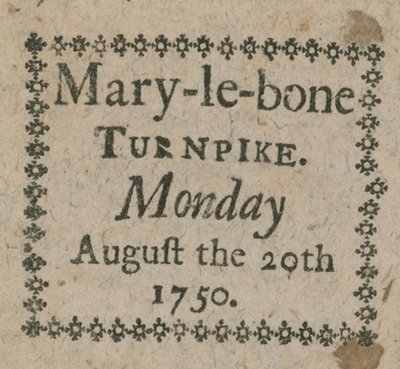Billett til Mary-le-Bone Turnpike av English School
