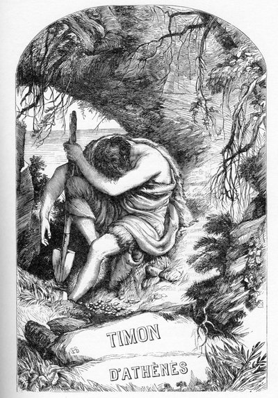 Timon of Athens (The Life of Tymon of Athens) - Illustrasjon i "" Completes de William Shakespeare""" 1866 - Illustrasjonene og den generelle formen til denne utgaven er lånt fra Cassells illustrerte Shakespeare, utgitt i London av English School