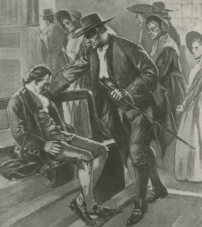 Trøtt og sulten sovner Benjamin Franklin i et Quaker møtehus av English School